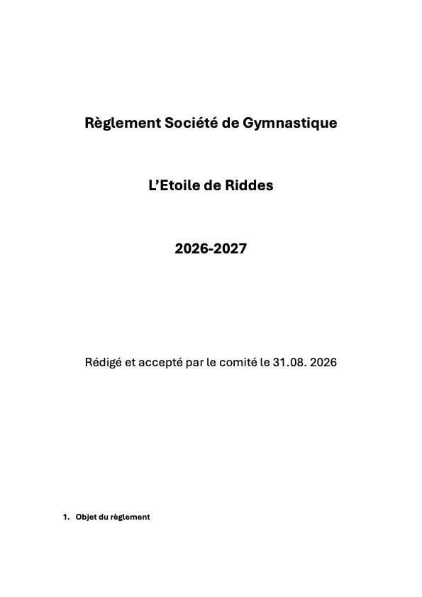 Règlement Saison 2026 2027